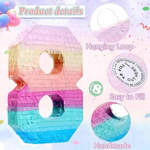 Jenaai 16 Inch Number Piñata Kids Birthday Party, Number 8 in Kuwait