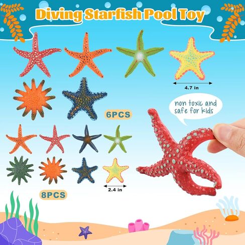 ZAUGONTW 14 Pieces Diving Starfish Pool Toy, Colorful Starfish Set Summer Swimming Diving Toys Set, Starfish Sea Animals Set, Dive Throw Toy Set Underwater Swimming Toy in Saudi Arabia