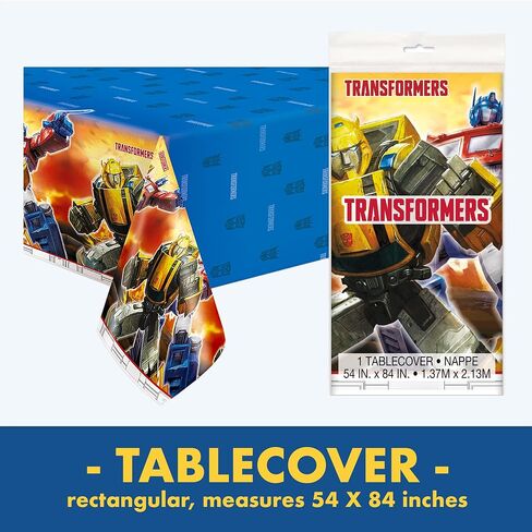 Transformers Birthday Party Supplies | Serves 16 Guests | Transformers Party Supplies | Transformer Dinner & Cake Plates, Napkins, Tablecover, Button | Officially Licensed in Saudi Arabia