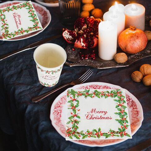 60 قطعة من أكواب ورقية لعيد الميلاد من UVTQSSP، سعة 9 أونصة، أكواب حفلات عيد الميلاد للاستعمال مرة واحدة لمستلزمات حفلات عيد الميلاد، الشاي والقهوة والماء والمشروبات الساخنة والباردة in Kuwait