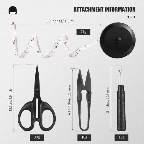 9 Inch Fabric Scissors Tailor Sewing Shears for Fabric Cutting Heavy Duty Tailor Scissors for Quilting Sewing and Dressmaking with Tape Measure, Thread Snips, Seam Rippers (Black, Classic Style) in Kuwait