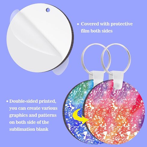 Duufin 120 Pcs Round Sublimation Keychain Blanks with Key Chain Ring in Kuwait