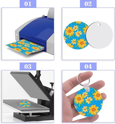 Duufin 120 Pcs Round Sublimation Keychain Blanks with Key Chain Ring in Kuwait