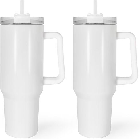 40 oz Sublimation Tumbler with Handle and Straw 12 Pack Stainless Steel Double Wall Vacuum Insulated Travel Mug Cup Tumblers Bulk Sublimation Blank Cupholder Friendly Black in Kuwait