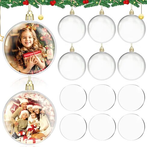 BSRESIN فراغات التسامي صورة زخرفة الكرة، منتجات الفراغات زخرفة عيد الميلاد التسامي، إطار الصورة التسامي الفراغات الحلي هدية مصنوعة يدويا لعيد الميلاد، الحرف اليدوية للبالغين (جولة، 6 حزمة) in Kuwait