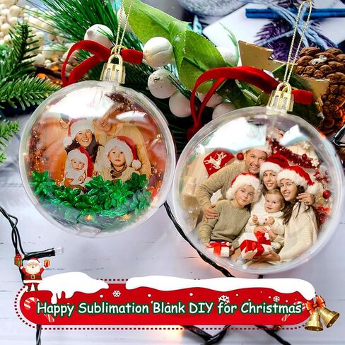 BSRESIN فراغات التسامي صورة زخرفة الكرة، منتجات الفراغات زخرفة عيد الميلاد التسامي، إطار الصورة التسامي الفراغات الحلي هدية مصنوعة يدويا لعيد الميلاد، الحرف اليدوية للبالغين (جولة، 6 حزمة) in Kuwait