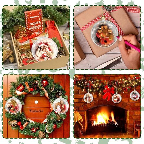 BSRESIN فراغات التسامي صورة زخرفة الكرة، منتجات الفراغات زخرفة عيد الميلاد التسامي، إطار الصورة التسامي الفراغات الحلي هدية مصنوعة يدويا لعيد الميلاد، الحرف اليدوية للبالغين (جولة، 6 حزمة) in Kuwait