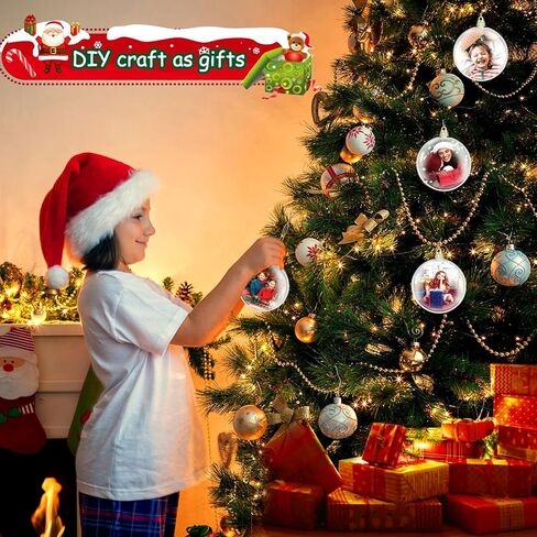 BSRESIN فراغات التسامي صورة زخرفة الكرة، منتجات الفراغات زخرفة عيد الميلاد التسامي، إطار الصورة التسامي الفراغات الحلي هدية مصنوعة يدويا لعيد الميلاد، الحرف اليدوية للبالغين (جولة، 6 حزمة) in Kuwait