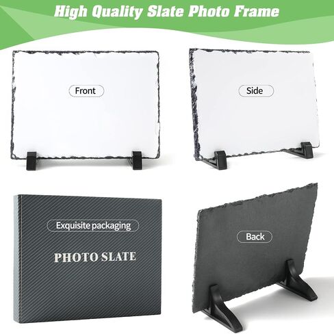 YOUKE OLA 14 Pack Sublimation Slate Blank Rock Stone Photo Rectangular Frame Heat Transfer Plaque Picture Frame with Display Holder for Birthday, Wedding 5.9 x 7.9 Inch in Saudi Arabia