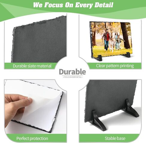 YOUKE OLA 14 Pack Sublimation Slate Blank Rock Stone Photo Rectangular Frame Heat Transfer Plaque Picture Frame with Display Holder for Birthday, Wedding 5.9 x 7.9 Inch in Saudi Arabia