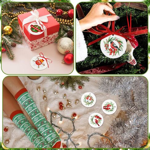 Soaoo 100 Pcs Sublimation Ornament Blanks 3 Inch Round Ceramic Christmas Ornaments White Ceramic Ornaments DIY Blank Hanging Ornaments Bulk with Red Satin Ribbon for Craft Christmas Tree Decor in Saudi Arabia