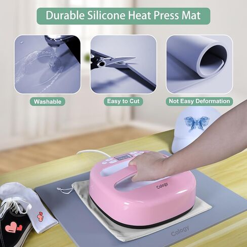 Calogy Heat Press Mat Silicone 15x15 inch, Heat Press Pad Resistant Fireproof 0.34in Thickness, Double Sided Easy Washable Mat for Vinyl Ironing Insulation Transfer Crafting Sublimation Projects in Kuwait