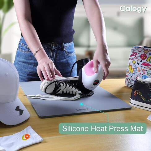 Calogy Heat Press Mat Silicone 15x15 inch, Heat Press Pad Resistant Fireproof 0.34in Thickness, Double Sided Easy Washable Mat for Vinyl Ironing Insulation Transfer Crafting Sublimation Projects in Kuwait