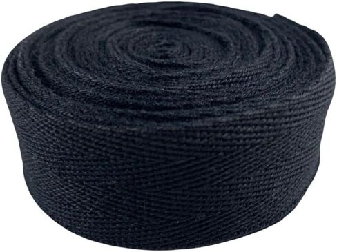 INDY DIY CRAFT 1" Inch x 5 Yards Black Cotton Fabric Twill Tape Herringbone Tape Bias Tape Cotton Strap Webbing Ribbon for Sewing Binding Drapery DIY Gift Wrapping Luggage Belt Strapping. in Kuwait