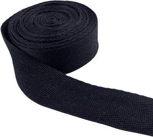 INDY DIY CRAFT 1" Inch x 5 Yards Black Cotton Fabric Twill Tape Herringbone Tape Bias Tape Cotton Strap Webbing Ribbon for Sewing Binding Drapery DIY Gift Wrapping Luggage Belt Strapping. in Kuwait