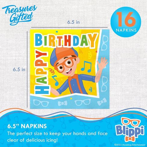 Treasures Gifted Officially Licensed Blippi Party Napkins - Pack of 48 Blippi Napkins - Blippi Party Supplies - Blippi Birthday Party Supplies - Blippi Decorations - Blippi Birthday Decorations in Saudi Arabia