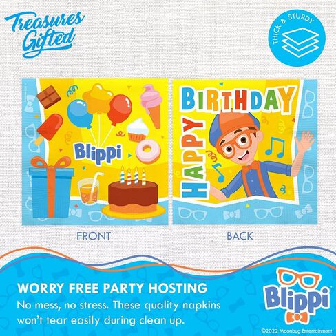 Treasures Gifted Officially Licensed Blippi Party Napkins - Pack of 48 Blippi Napkins - Blippi Party Supplies - Blippi Birthday Party Supplies - Blippi Decorations - Blippi Birthday Decorations in Saudi Arabia