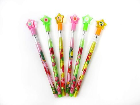 TINYMILLS 24 Pcs Flamingo Tropical Luau Multi Point Stackable Pencil with Eraser for Flamingo Luau Birthday Party Favor Prize Carnival Goodie Bag Stuffers Classroom Rewards in Saudi Arabia