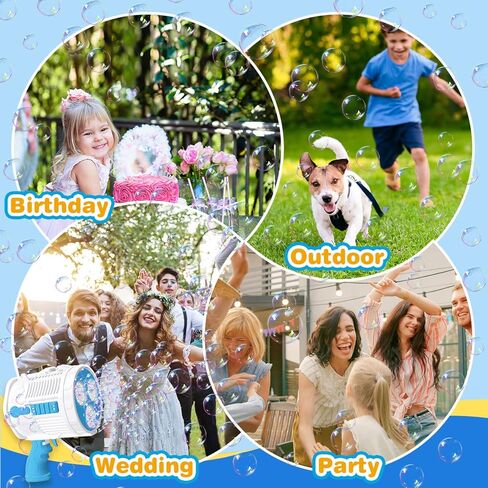 آلة مسدس فقاعات أوتوماتيكية من FEREDO KIDS - آلة فقاعات ملونة مع أضواء LED متضمنة 20 عبوة من محلول الفقاعات هدية خارجية للأطفال البالغين وحفلات أعياد الميلاد وحفلات الزفاف (أزرق وأصفر) in Kuwait