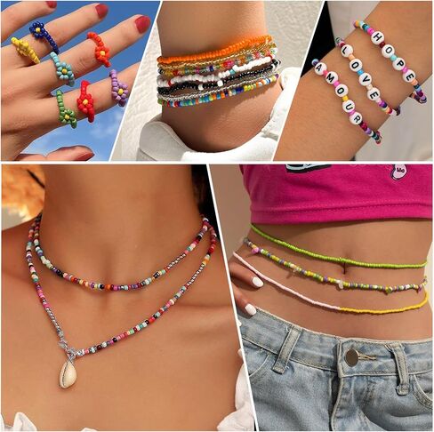 مجموعة 34000 قطعة من الخرز الزجاجي 3 مم لصنع المجوهرات، 140 لونًا من الخرز الصغير مع خرز الحروف المعلقة وحلقات القفز للأساور وقلادة وحلقات القرط، DIY، الفن، الهدايا والحرف اليدوية in Kuwait