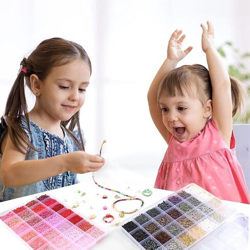 مجموعة 34000 قطعة من الخرز الزجاجي 3 مم لصنع المجوهرات، 140 لونًا من الخرز الصغير مع خرز الحروف المعلقة وحلقات القفز للأساور وقلادة وحلقات القرط، DIY، الفن، الهدايا والحرف اليدوية in Kuwait