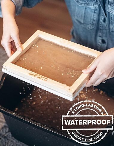 Waterproof Paper Making Screen Kit to Craft Your Own Handmade A5 Paper: Wood Deckle, Mesh Screen, Plastic Grid, Confetti, Sponge, 4 Couch Felts & Video Instructions… in Saudi Arabia