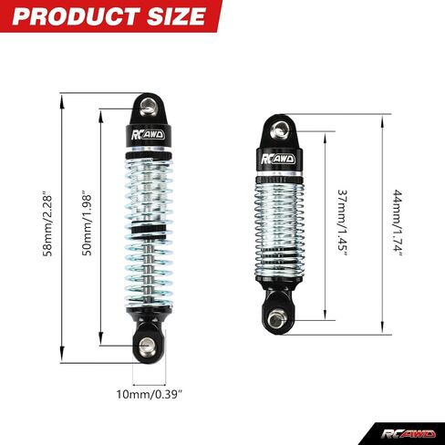 RCAWD TRX4M الصدمات 59 مللي متر نوع الزيت 9764 لصدمات أمامية وخلفية TRX4M 1/18 RC الزاحف ترقيات الجزء الأحمر in Saudi Arabia