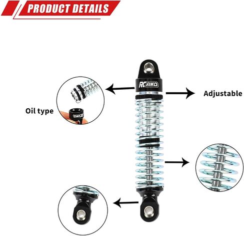 RCAWD TRX4M الصدمات 59 مللي متر نوع الزيت 9764 لصدمات أمامية وخلفية TRX4M 1/18 RC الزاحف ترقيات الجزء الأحمر in Saudi Arabia