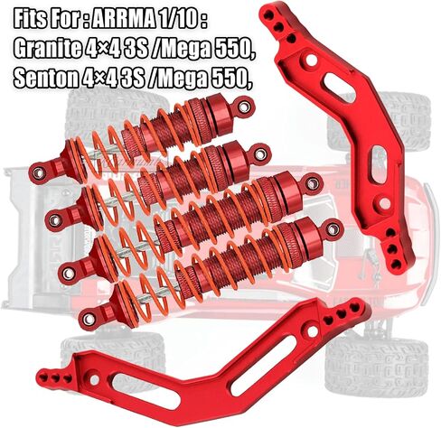 Rcarmumb RC Shocks & Shock Tower Upgrades Part for 1/10 Arrma Granite/Senton 3S BLX &Mega550,Alloy Front Rear Big Bore Shock & Shock Tower Hop-up,Navy Blue in Saudi Arabia