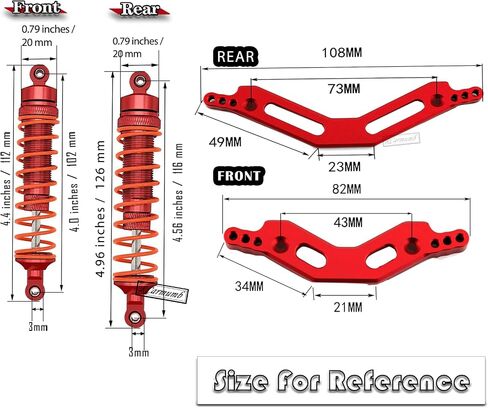 Rcarmumb RC Shocks & Shock Tower Upgrades Part for 1/10 Arrma Granite/Senton 3S BLX &Mega550,Alloy Front Rear Big Bore Shock & Shock Tower Hop-up,Navy Blue in Saudi Arabia