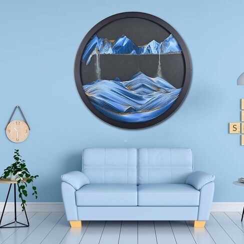 24'' Moving Sand Art Decor, 360 ° Rotation Wall Art Sculpture Decoration 3D Sand Art Liquid Motion Sand Painting Art Living Room Home Office Decoration for Art Gallery Decor in Saudi Arabia
