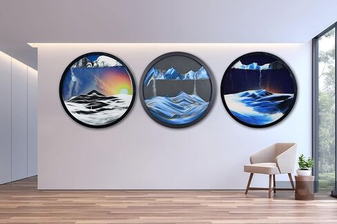 24'' Moving Sand Art Decor, 360 ° Rotation Wall Art Sculpture Decoration 3D Sand Art Liquid Motion Sand Painting Art Living Room Home Office Decoration for Art Gallery Decor in Saudi Arabia