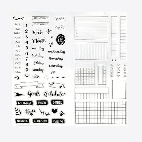 2 Pcs Planner Clear Transparent Rubber Silicone Stamps Monthly with Weeks and Dates Clear Stamps for Card Making and DIY Scrapbooking Transparent Stamps Silicone Stamps in Saudi Arabia