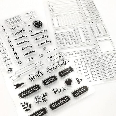 2 Pcs Planner Clear Transparent Rubber Silicone Stamps Monthly with Weeks and Dates Clear Stamps for Card Making and DIY Scrapbooking Transparent Stamps Silicone Stamps in Saudi Arabia