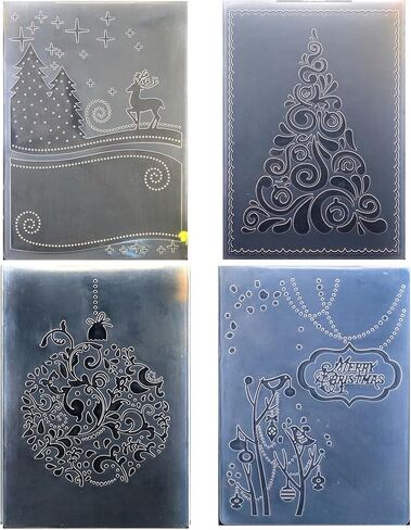 Kwan Crafts 4 pcs Different Style Christmas Deer Tree Giftbox Plastic Embossing Folders for Card Making Scrapbooking and Other Paper Crafts in Saudi Arabia