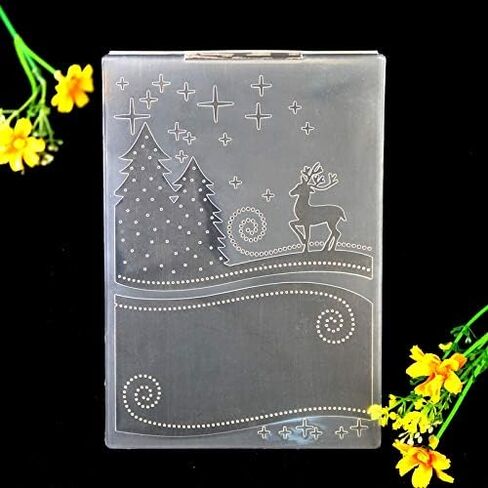 Kwan Crafts 4 pcs Different Style Christmas Deer Tree Giftbox Plastic Embossing Folders for Card Making Scrapbooking and Other Paper Crafts in Saudi Arabia