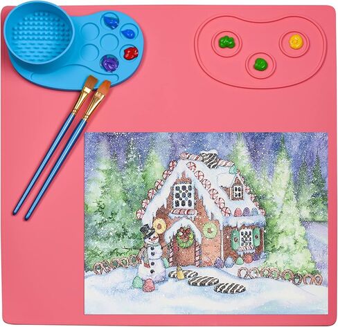 حصيرة طلاء سميكة من السيليكون مع لوحة قابلة للفصل. مناسب للاستخدام باليد اليسرى واليمنى للطلاء وصناعة الراتنج والطين وعجين اللعب والخرز وغيرها من المشروعات التي تصنعها بنفسك. (لون القرنفل) in Kuwait