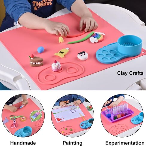 حصيرة طلاء سميكة من السيليكون مع لوحة قابلة للفصل. مناسب للاستخدام باليد اليسرى واليمنى للطلاء وصناعة الراتنج والطين وعجين اللعب والخرز وغيرها من المشروعات التي تصنعها بنفسك. (لون القرنفل) in Kuwait