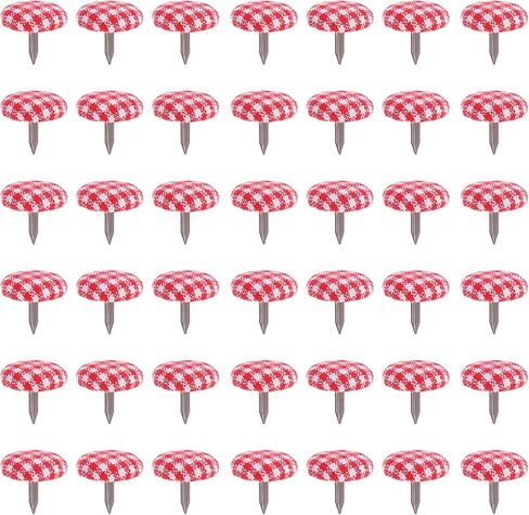 50pcs Round Mini Brads Plaid Cloth Wrapped Metal Brad Fasteners Pins Pastel for Paper Craft DIY Stamping Scrapbooking Home Wall Decor Red in Saudi Arabia