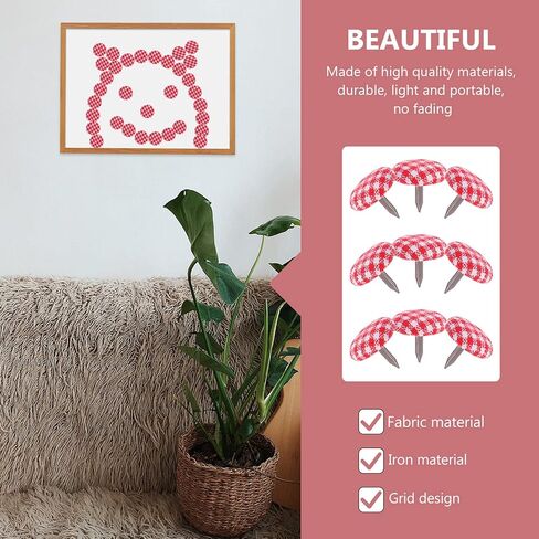 50pcs Round Mini Brads Plaid Cloth Wrapped Metal Brad Fasteners Pins Pastel for Paper Craft DIY Stamping Scrapbooking Home Wall Decor Red in Saudi Arabia