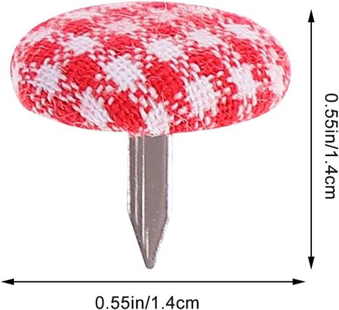50pcs Round Mini Brads Plaid Cloth Wrapped Metal Brad Fasteners Pins Pastel for Paper Craft DIY Stamping Scrapbooking Home Wall Decor Red in Saudi Arabia