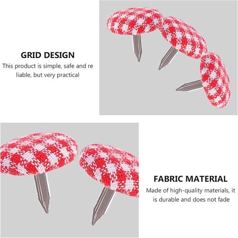 50pcs Round Mini Brads Plaid Cloth Wrapped Metal Brad Fasteners Pins Pastel for Paper Craft DIY Stamping Scrapbooking Home Wall Decor Red in Saudi Arabia
