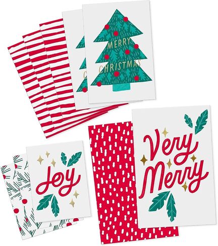 Hallmark Christmas Shirt Boxes for Presents (10 Clothes Boxes with Lids: 3 Small 11", 5 Medium 14", 2 Large 16") Red and White Stripes, Green Tree with Rainbows, Joy, Very Merry in Saudi Arabia