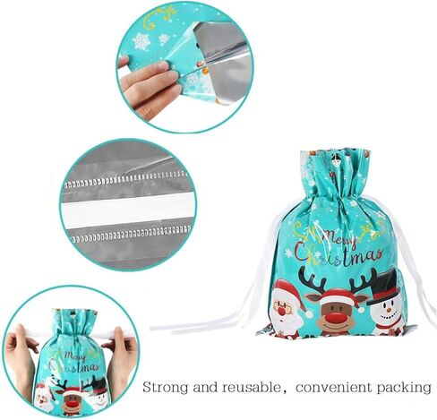أكياس هدايا برباط من PCBEAR للعطلات، 30 قطعة من أكياس تغليف هدايا عيد الميلاد من رقائق الكريسماس لهدايا عيد الميلاد، وحقائب هدايا لتغليف الحفلات (كبيرة متوسطة صغيرة) in Kuwait