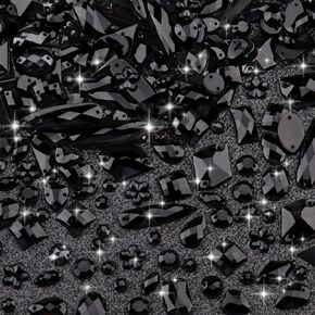 500 Pieces Mixed Acrylic Flatback Sew on Rhinestones Crystal Gems Diamante for Clothes Crafts DIY Dress Shoes Bag Decorations (Black) in Kuwait