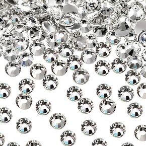 2880 Pieces AB Clear Crystal Diamond Rhinestones Flat Back Round Rhinestones Iridescent Crystals Round Beads Flat Back Glass (Clear,SS16)