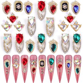 زينة الأظافر من كاديا، 22 قطعة من أحجار الراين للأظافر من أحجار الراين الكريستالية AB Diamonds لأكسسوارات تزيين الأظافر ثلاثية الأبعاد (سبائك ذهبية) in Kuwait
