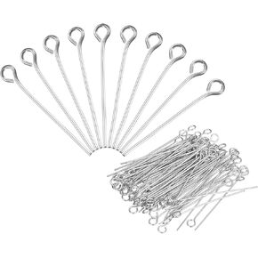 MECCANIXITY 500Pcs Eye Pins Jewelry Findings 22 Gauge 28mm Iron Eye Pins for Jewelry Making DIY Craft Necklaces Bracelets Earrings 22 Gauge 3.2mm Head Pins Gold