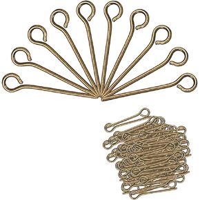 MECCANIXITY 200Pcs Gold Iron Eye Pins 16mm 21 Gauge/0.7mm Eye Pins for Jewelry Making Findings DIY Craft Necklaces Bracelets Earrings Head Pins
