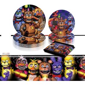 لوازم الحفلات 41 قطعة/مجموعة أدوات مائدة فايف نايتس فريدي، تتضمن زينة عيد الميلاد 10 أطباق ورقية مقاس 9 بوصات، و10 أطباق ورقية مقاس 7 بوصات و20 منديلًا ومفرش طاولة واحد هدايا لحفلات أعياد الميلاد للأطفال in Kuwait